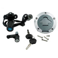 Ignition switch and fuel cap lock set with keys and mounting hardware