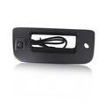 Black tailgate handle backup camera with square lens window and cable
