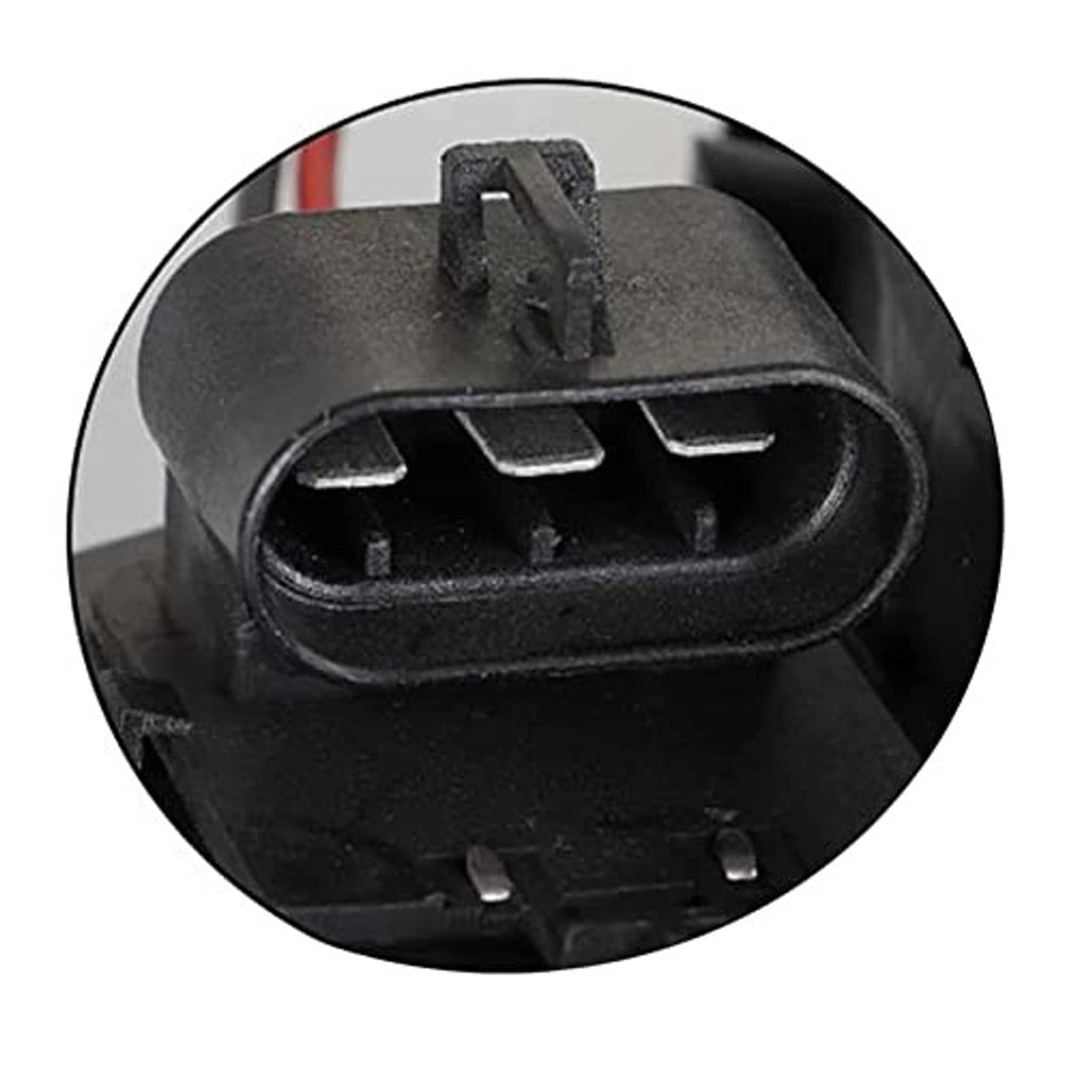 Radiator cooling fan assembly connector end with molded black housing