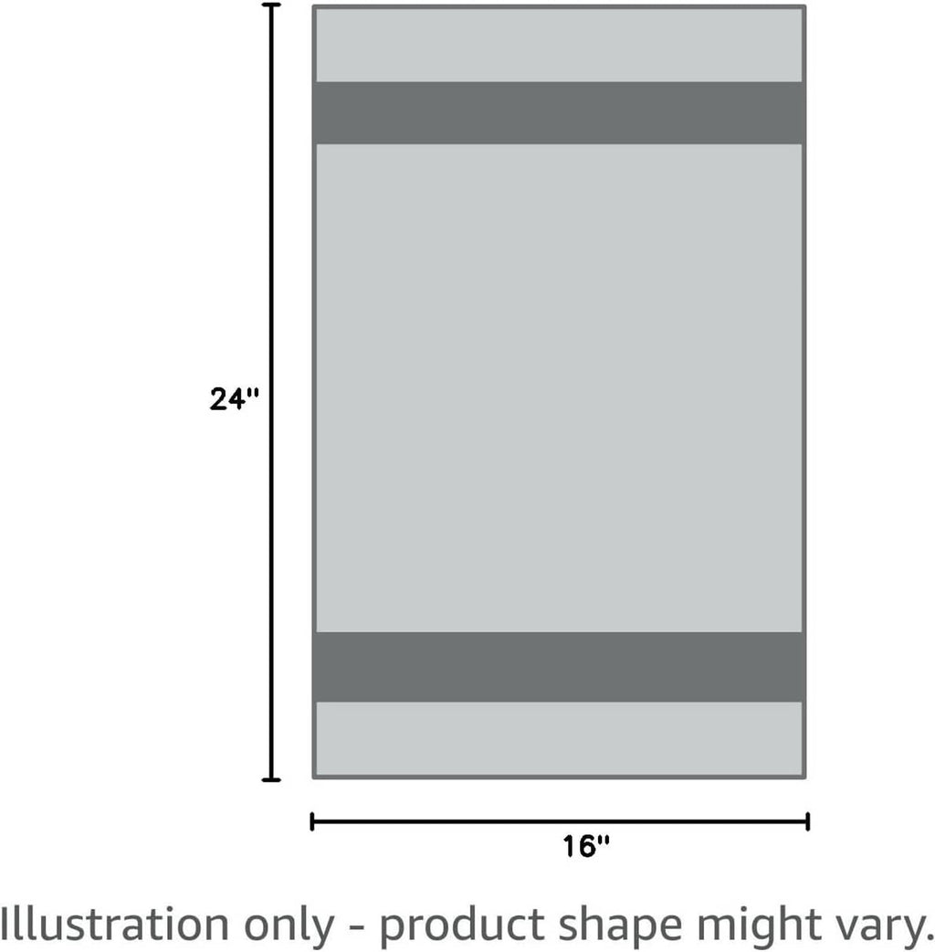 Kitchen towel size diagram, 24 in by 16 in