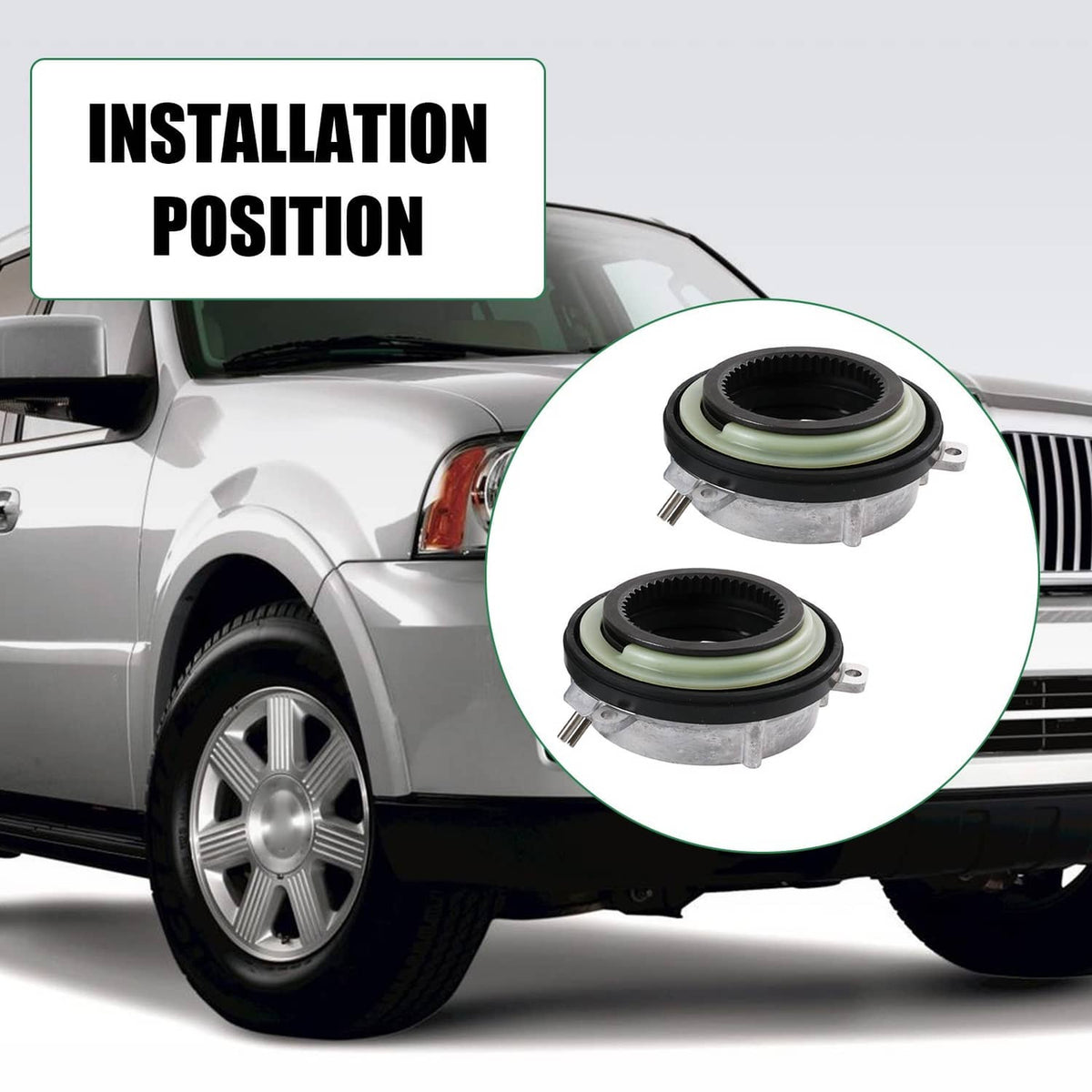 4WD locking hub axle actuators shown on wheel area, two-piece set