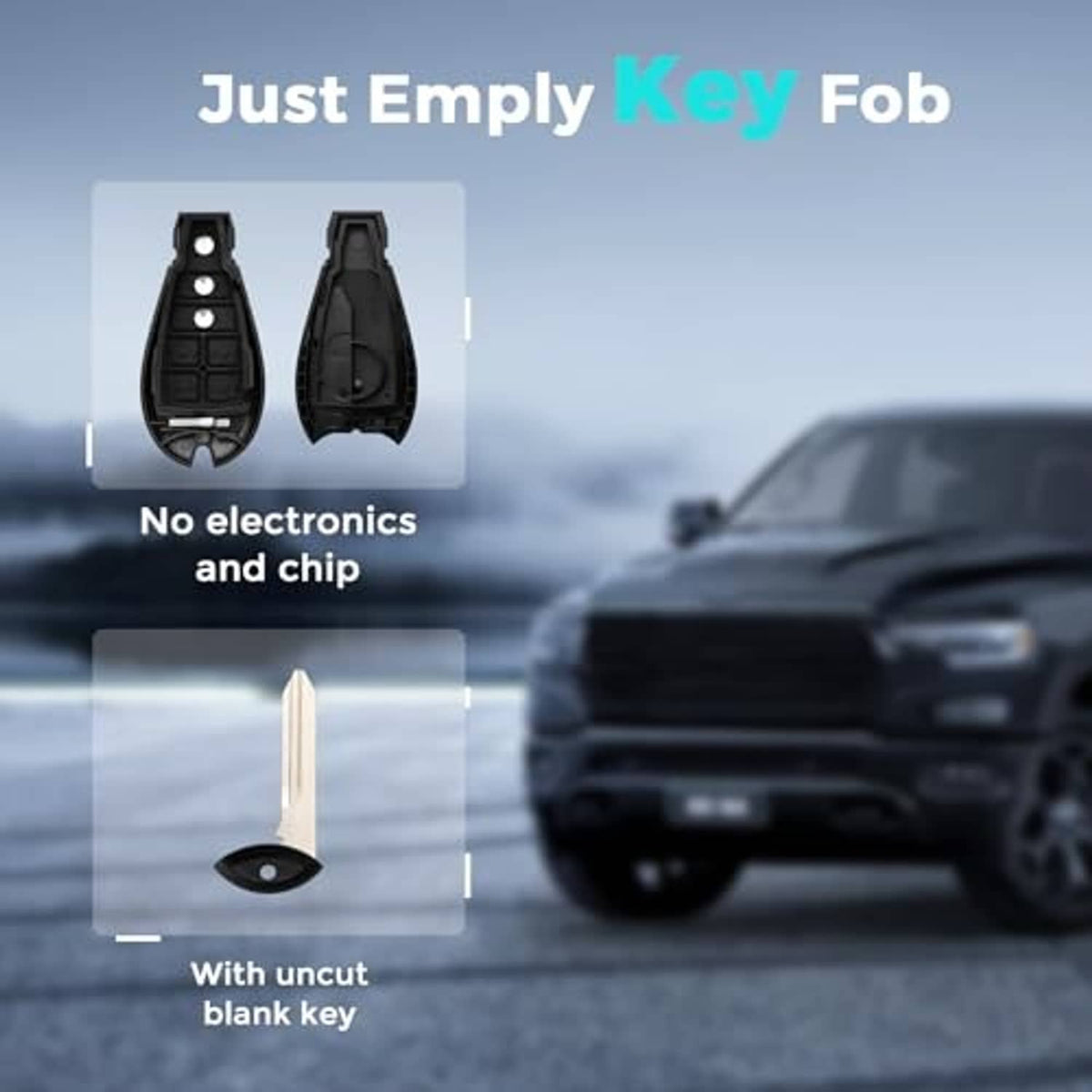 Key fob cover shell showing front and back pieces, empty without electronics