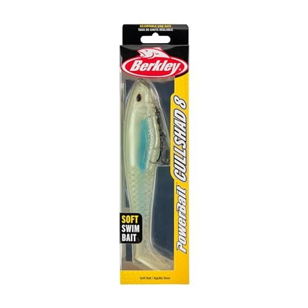 Berkley Powerbait Cullshad soft swim bait package, light green pearl color