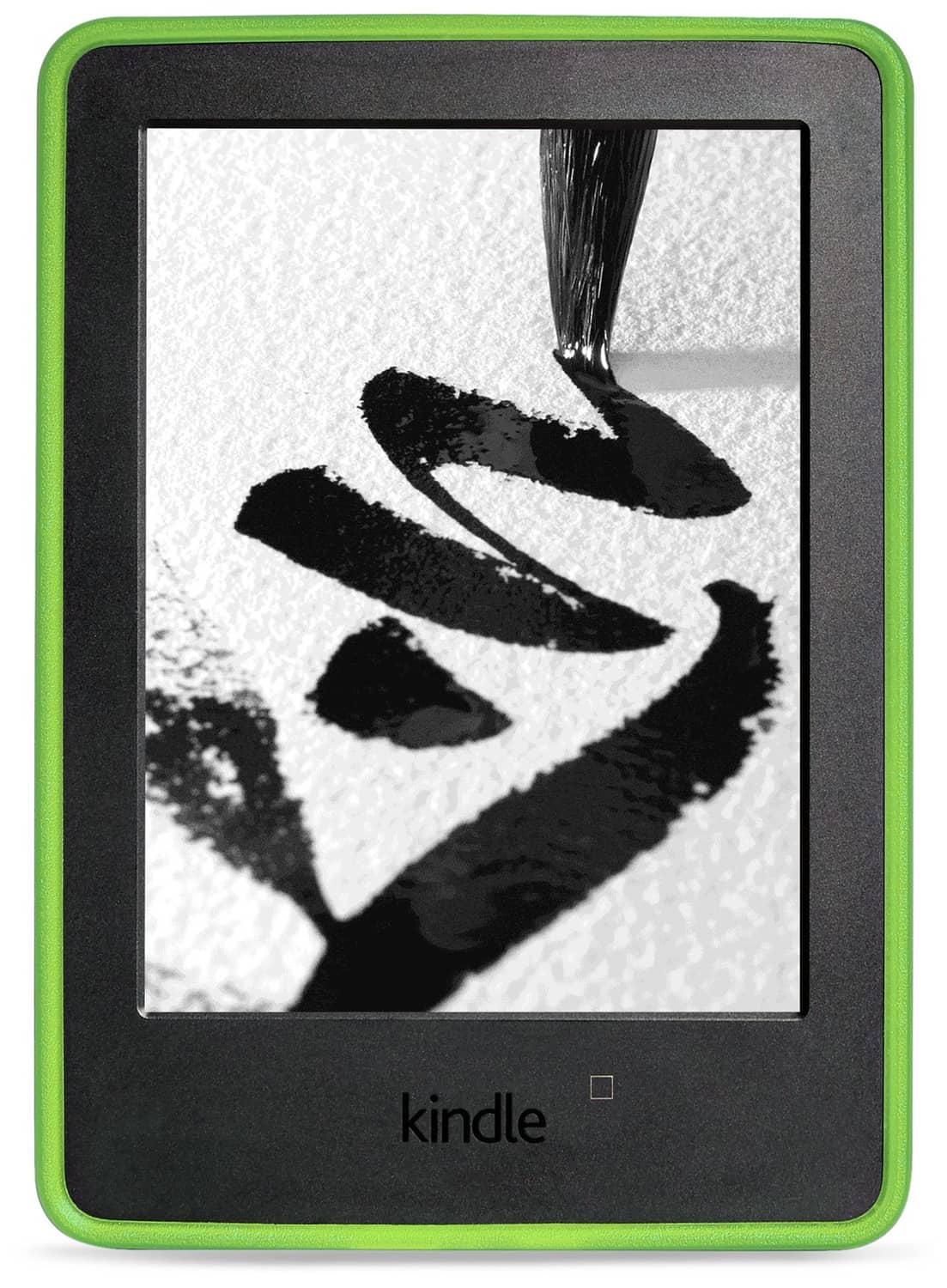 Green protective Kindle case with dark frame and front display window