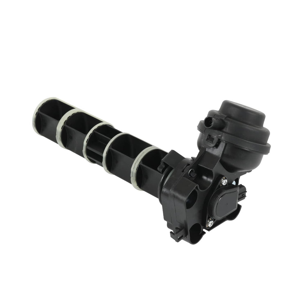 Intake manifold rotary valve assembly angle view with black housing and mounting screws