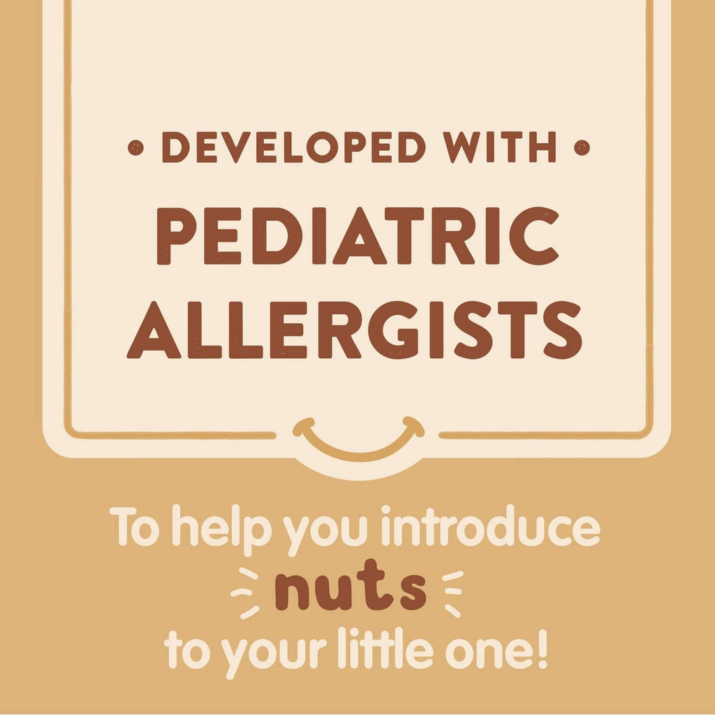 Developed with pediatric allergists label on HappyBABY nutty blends pouch