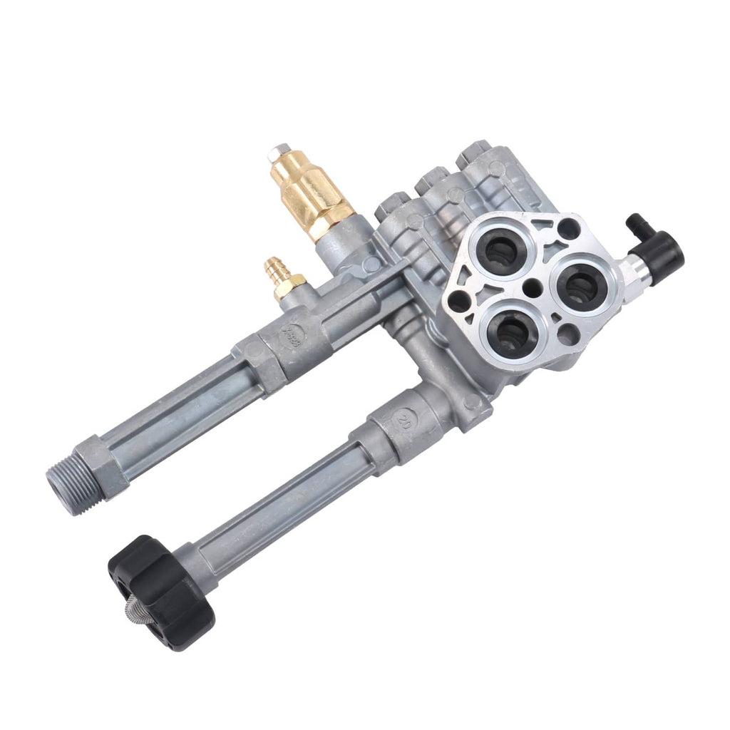 Complete pump head assembly with aluminum valve body and inlet/outlet fittings