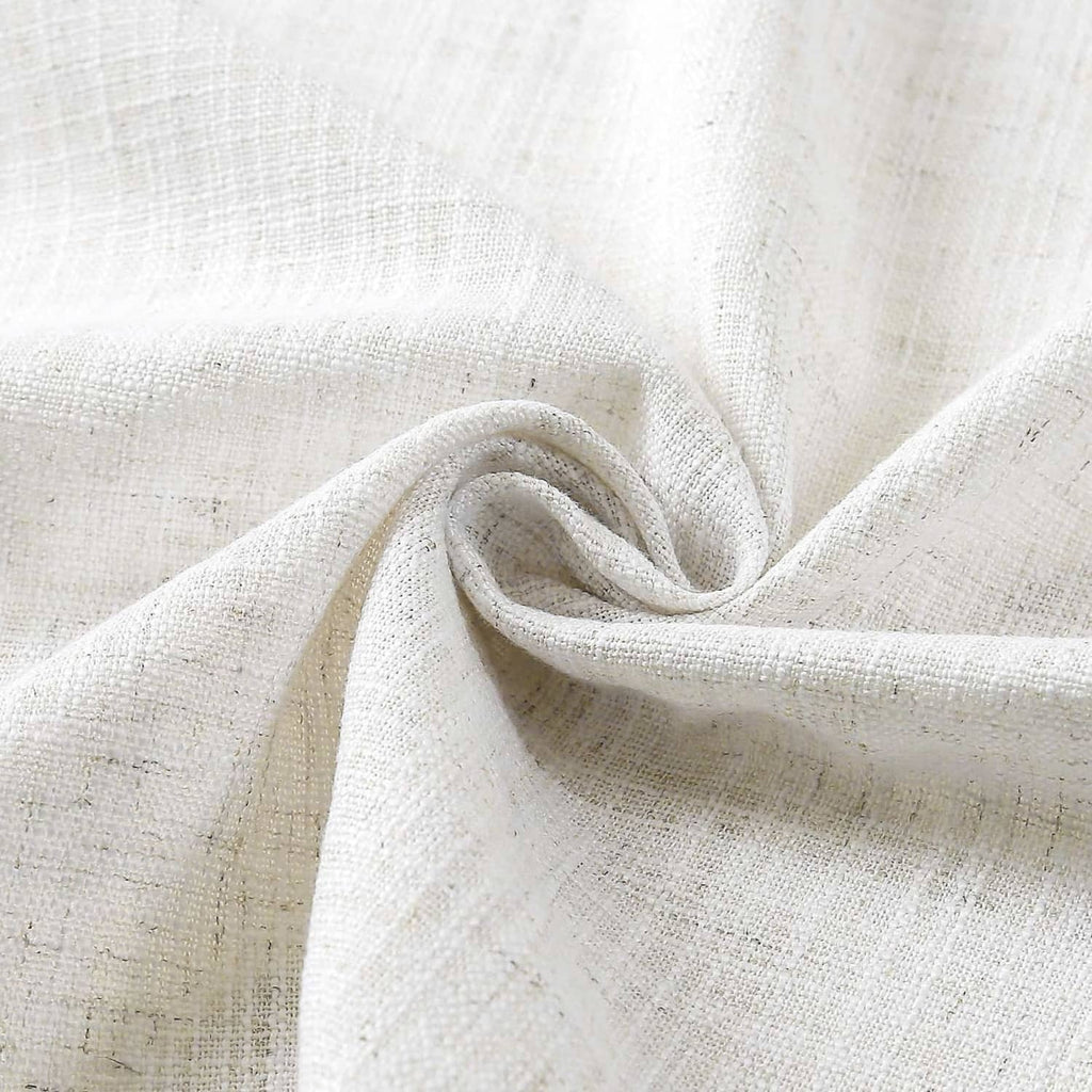 Off-white linen-blend fabric swatch with visible woven texture and soft folds