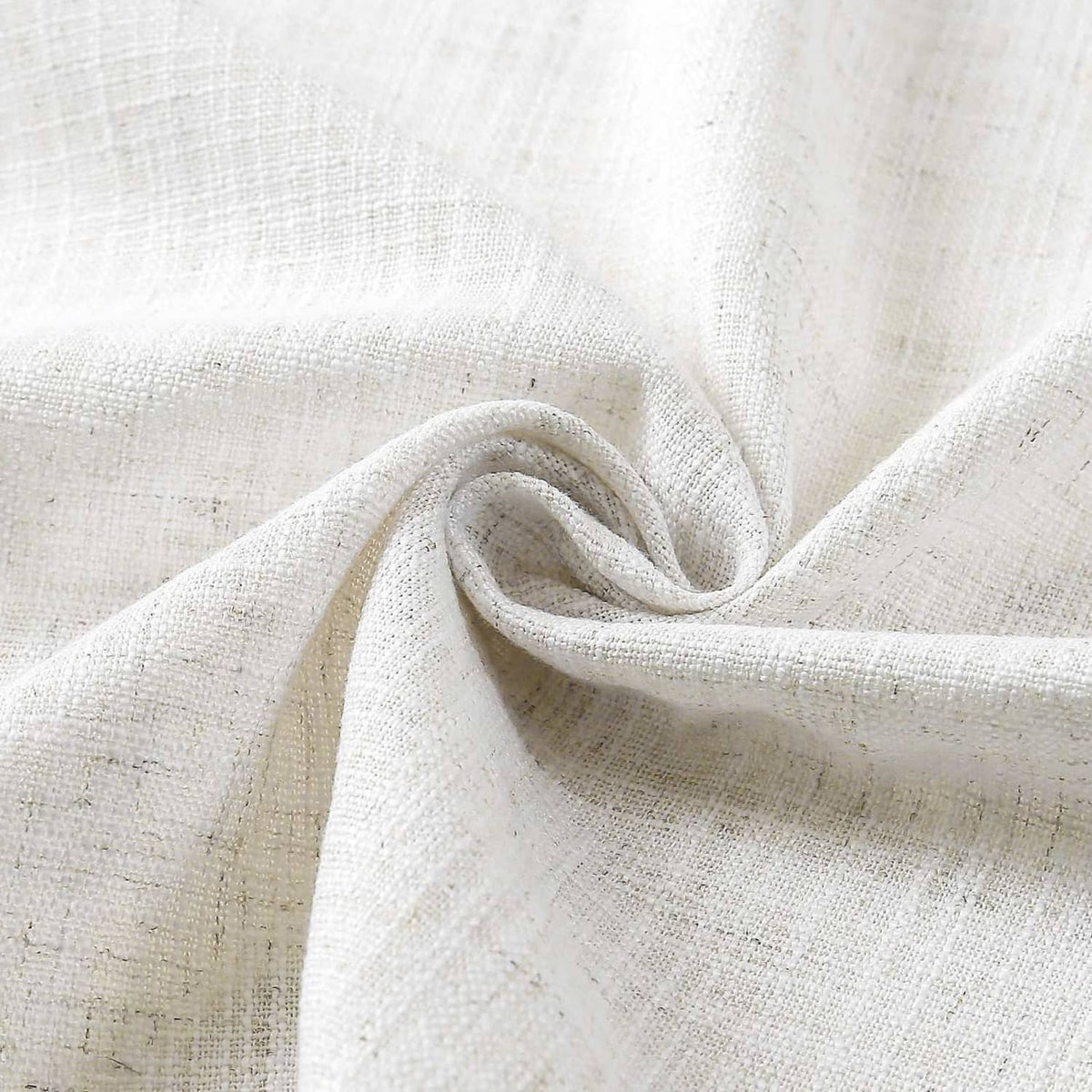 Off-white linen-blend fabric swatch with visible woven texture and soft folds