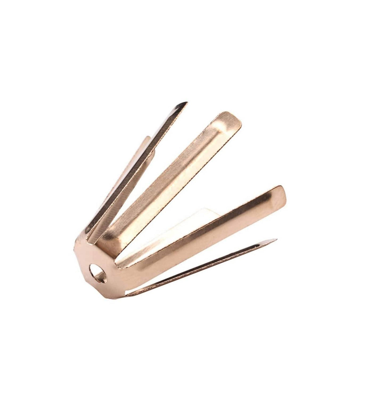 Brass golf shaft adapter shim close-up with three prongs and center hole