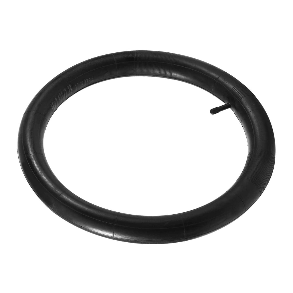 Black inner tube ring with straight valve stem, angled side view