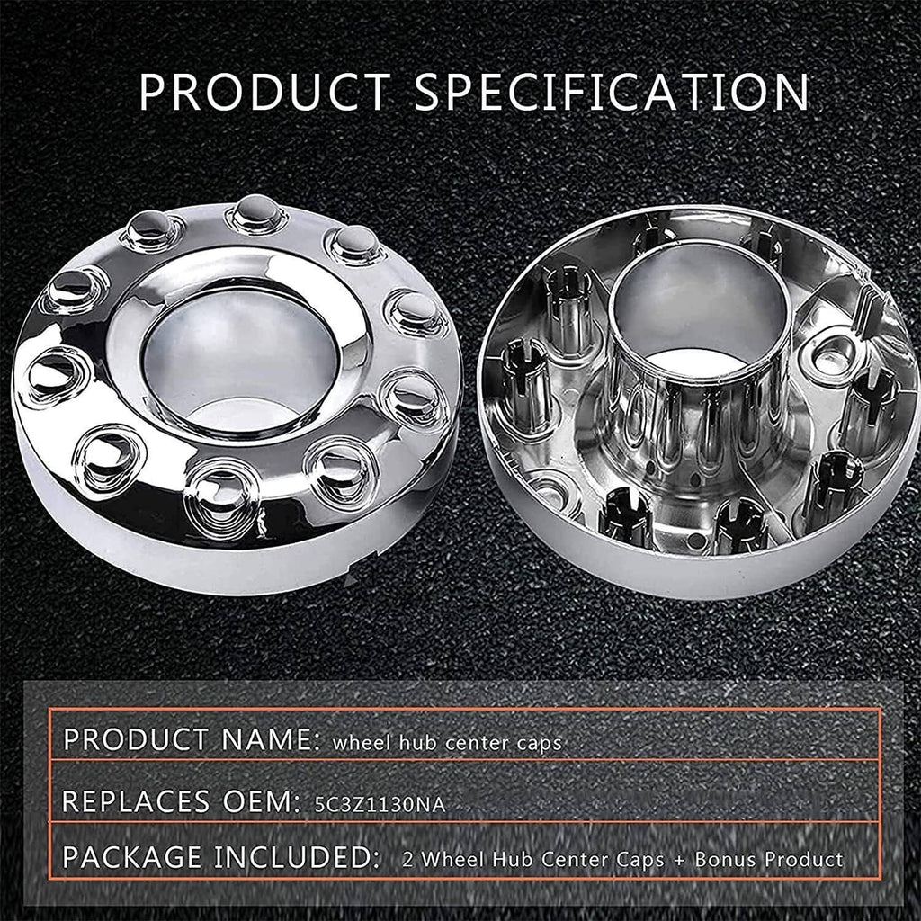 Chrome wheel hub center caps with outer face and inner back housing