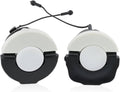 Chainsaw fuel and oil caps set with white tops, black base, and pull cord handles