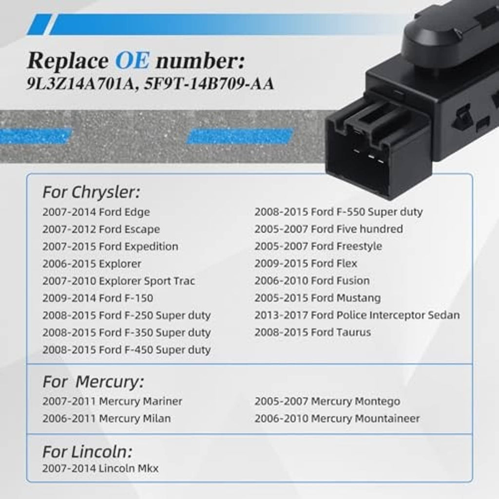 Black power seat switch adapter with multi-pin front connector block