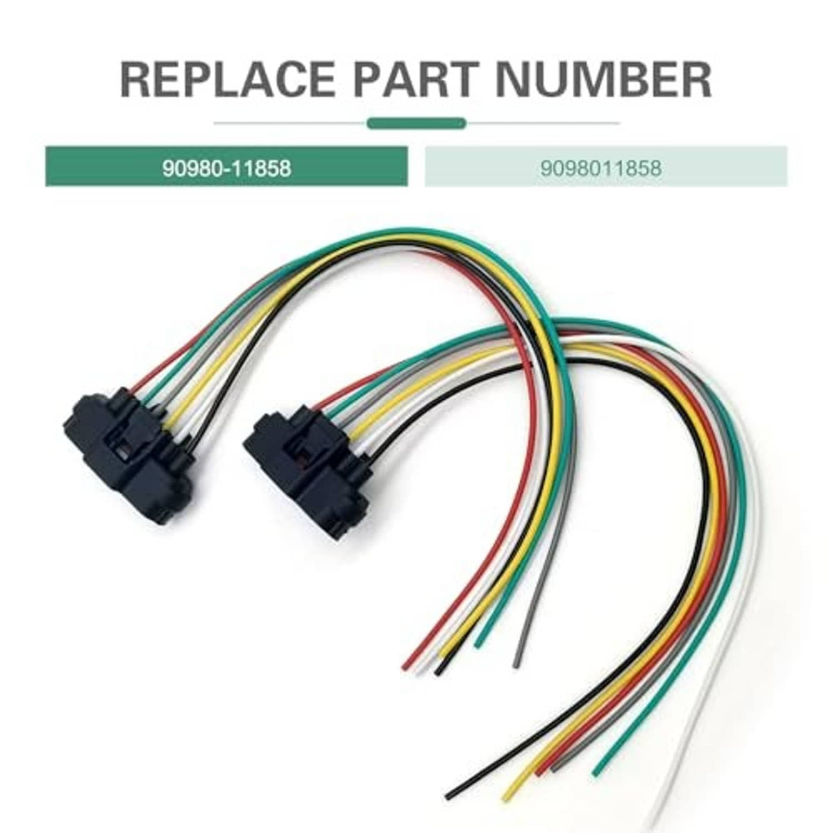 Throttle position sensor pigtail harness with two connector ends and multicolor wires