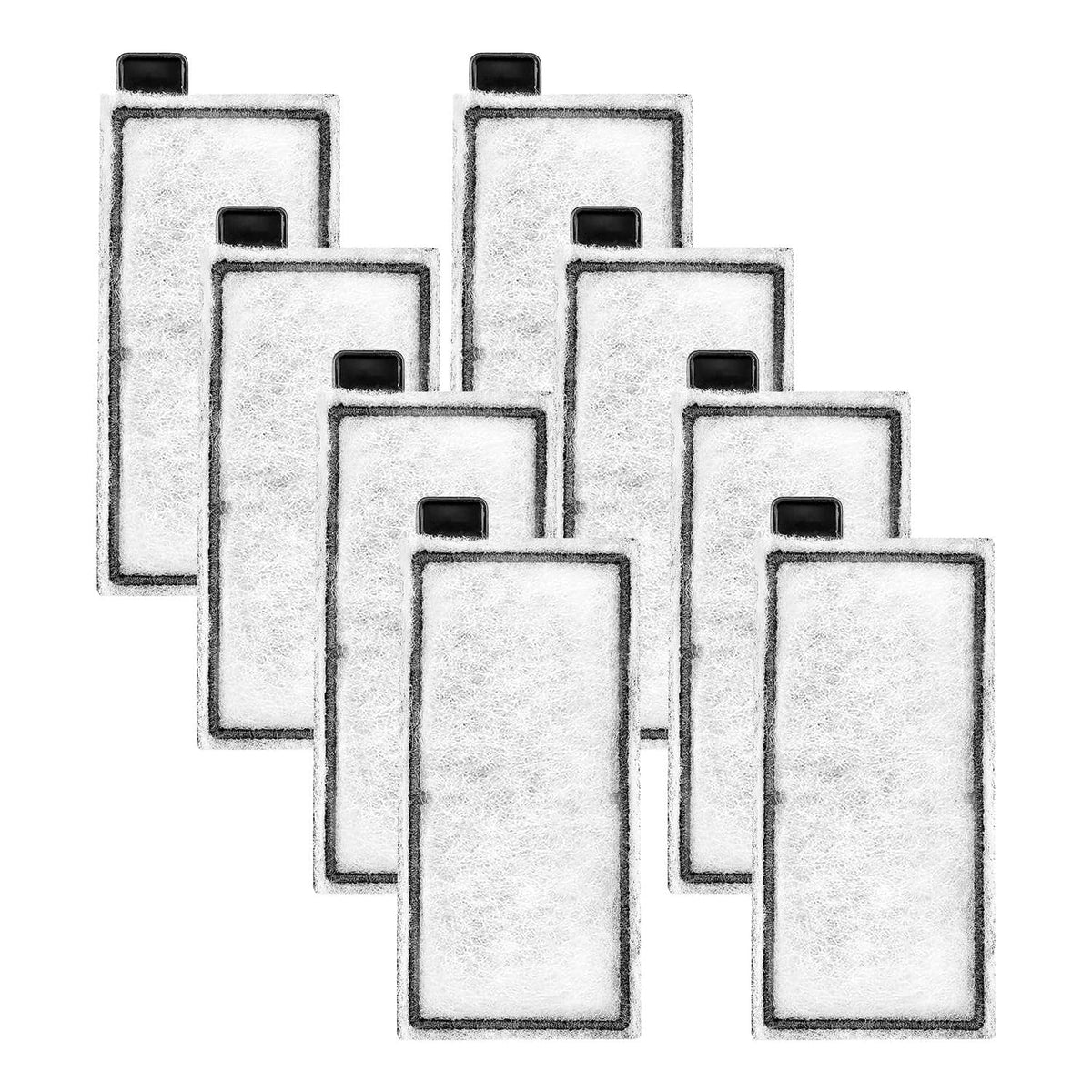 Aquarium filter cotton pads, 8 square inserts, white felt with black corner clips