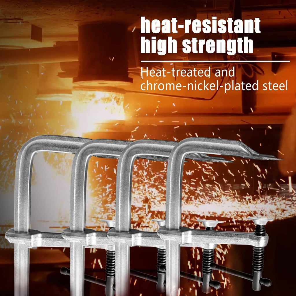 Silver U-bolt clamp row with heat-resistant treated steel finish