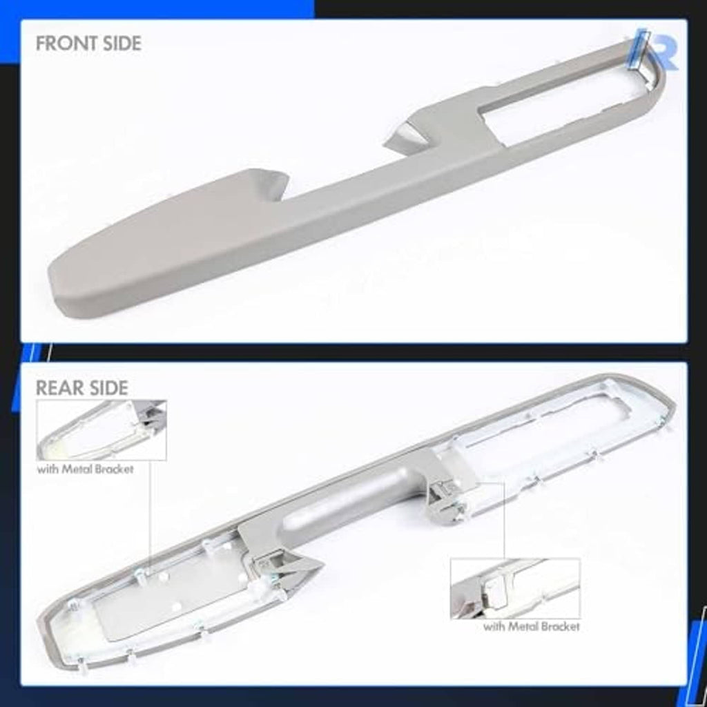Armrest repair kit front and rear side diagrams with metal bracket