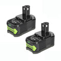 Two-pack of black battery packs with green accents and dual top terminals