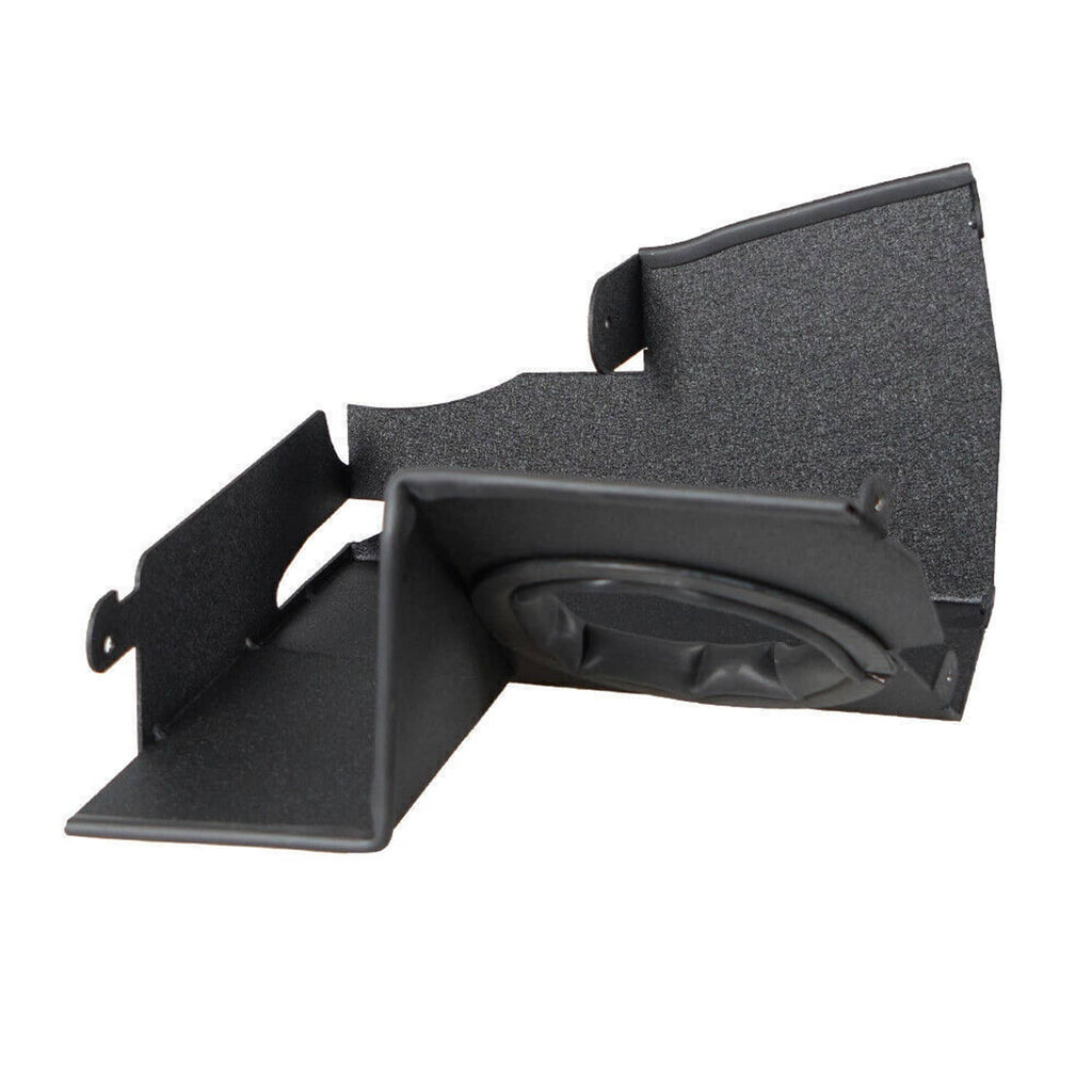Cold air intake housing with ribbed filter element and black ducting
