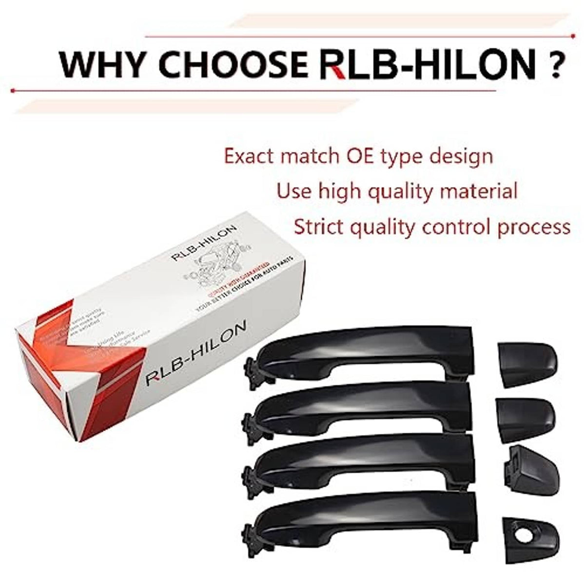 Black exterior door handle set with box and four handle units plus trim caps