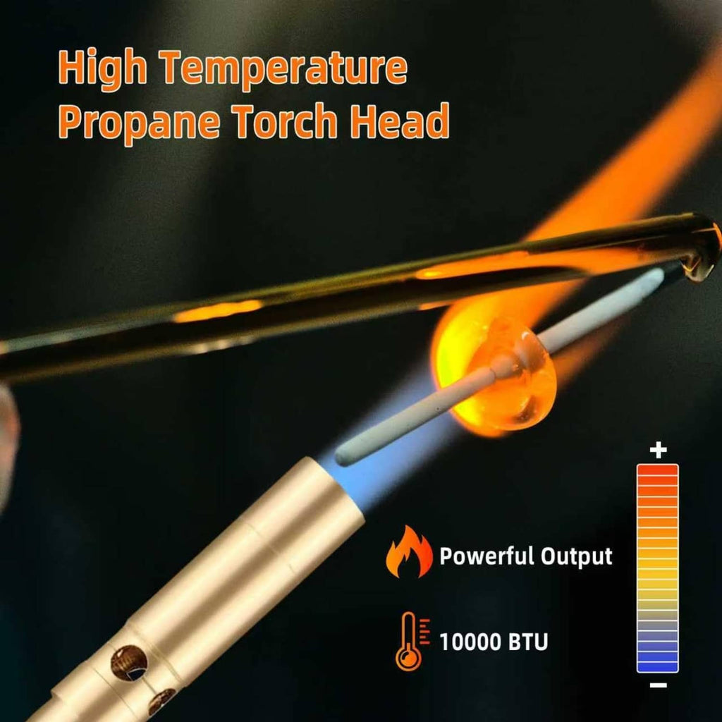 Solid brass propane torch head with blue flame nozzle