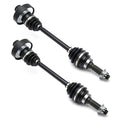 Rear CV axle shafts set with black rubber boots and metal splined ends