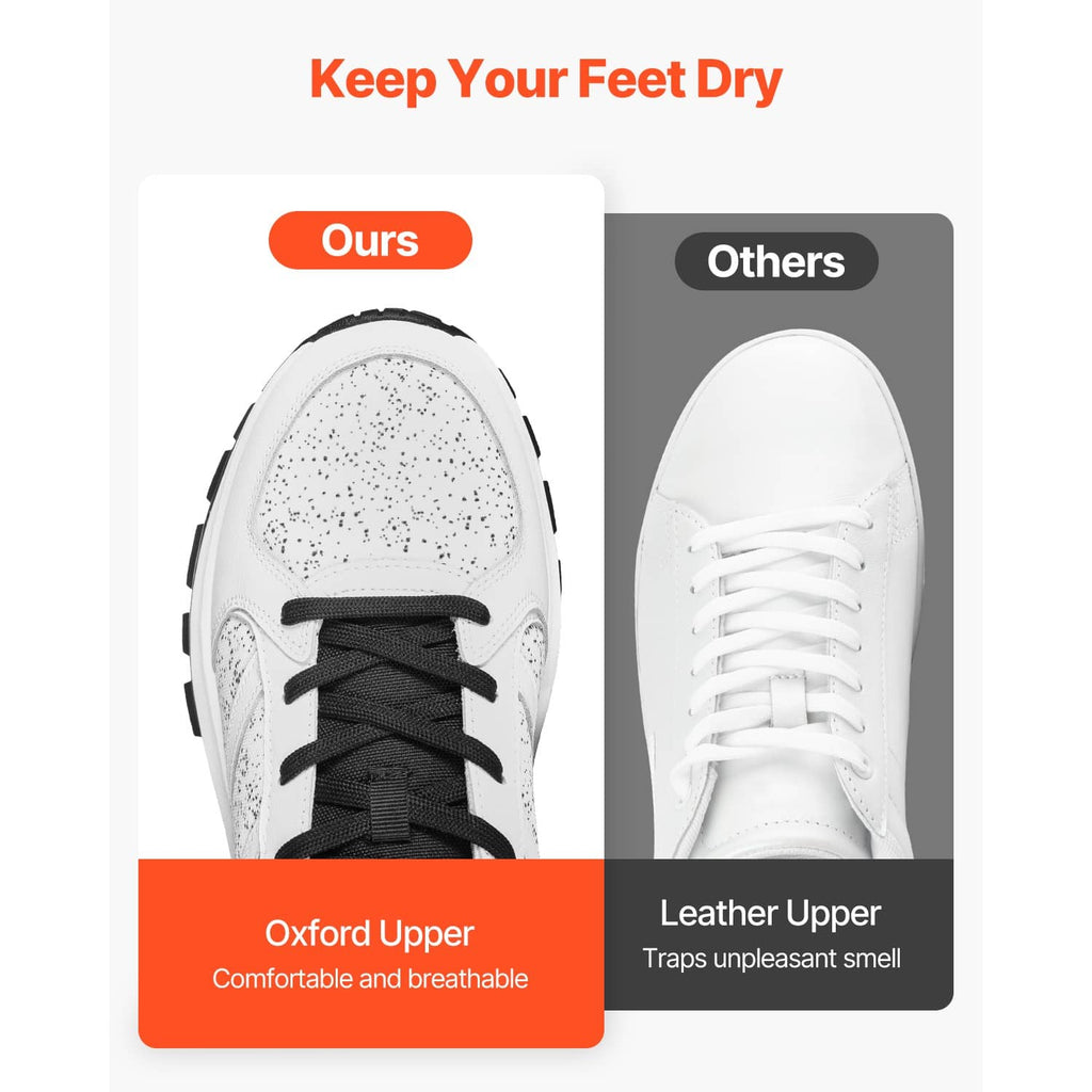 White lace-up sneaker upper with speckled toe panel and contrast black laces