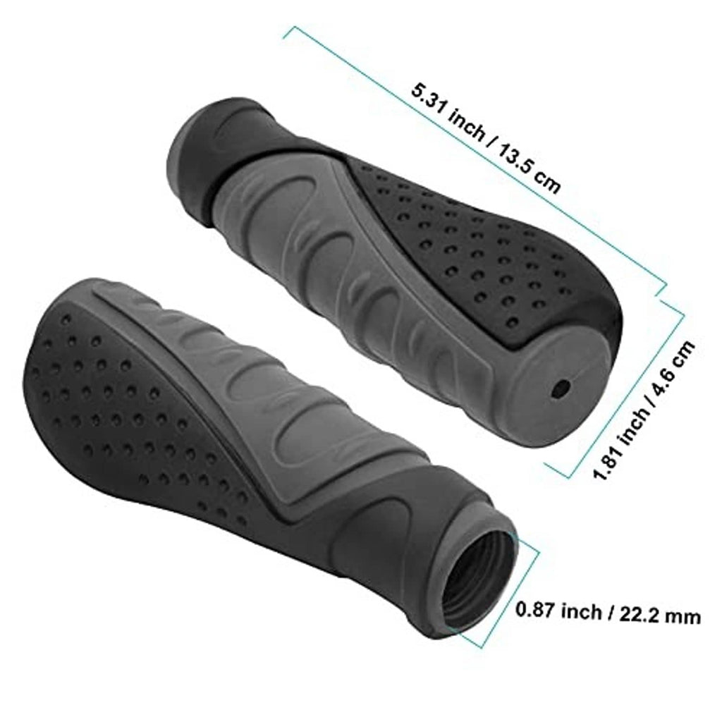 Black rubber handlebar grips, perforated dot surface, ribbed comfort section, open ends