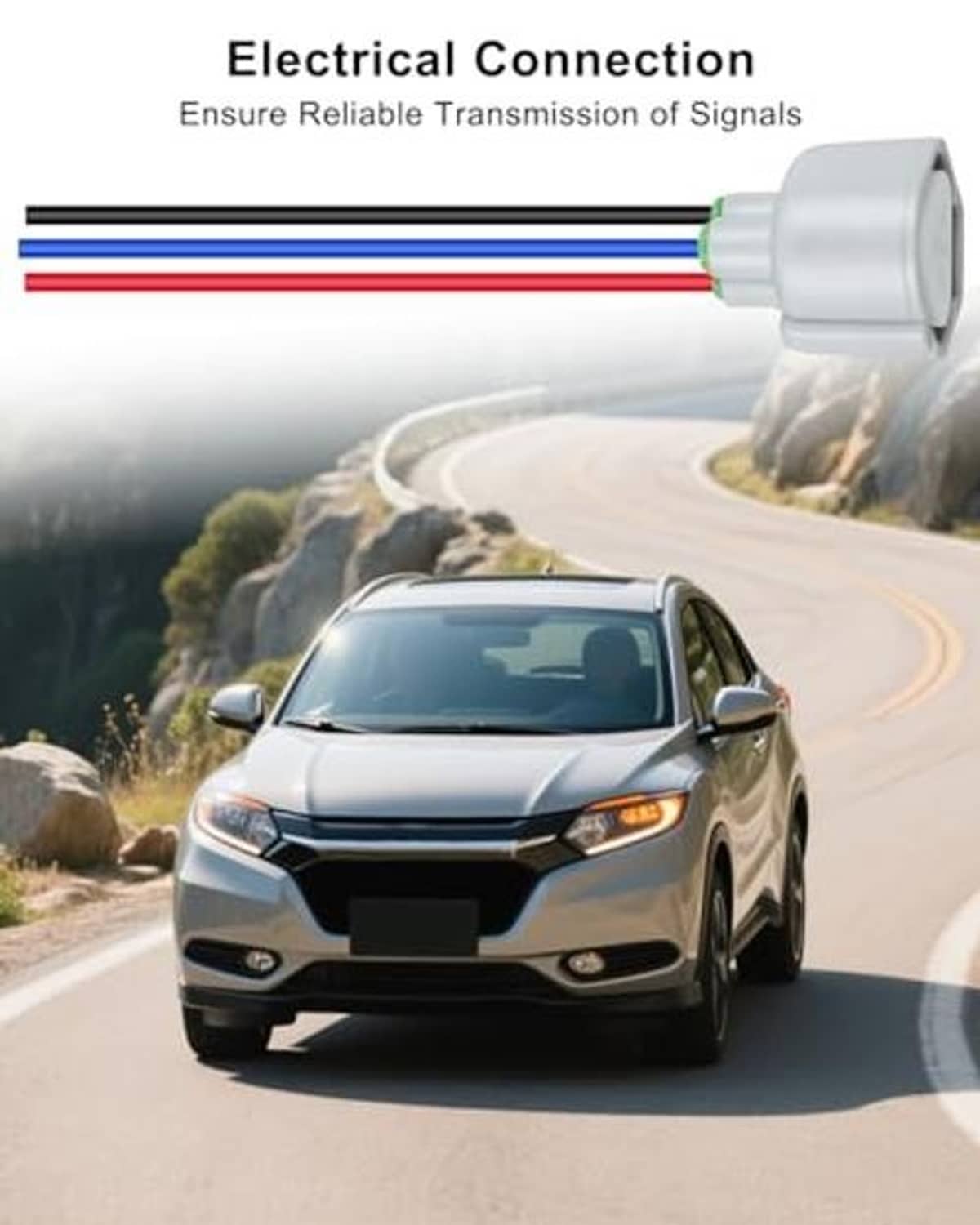 Gray electrical wire connector with red, blue, and black leads for signal wiring