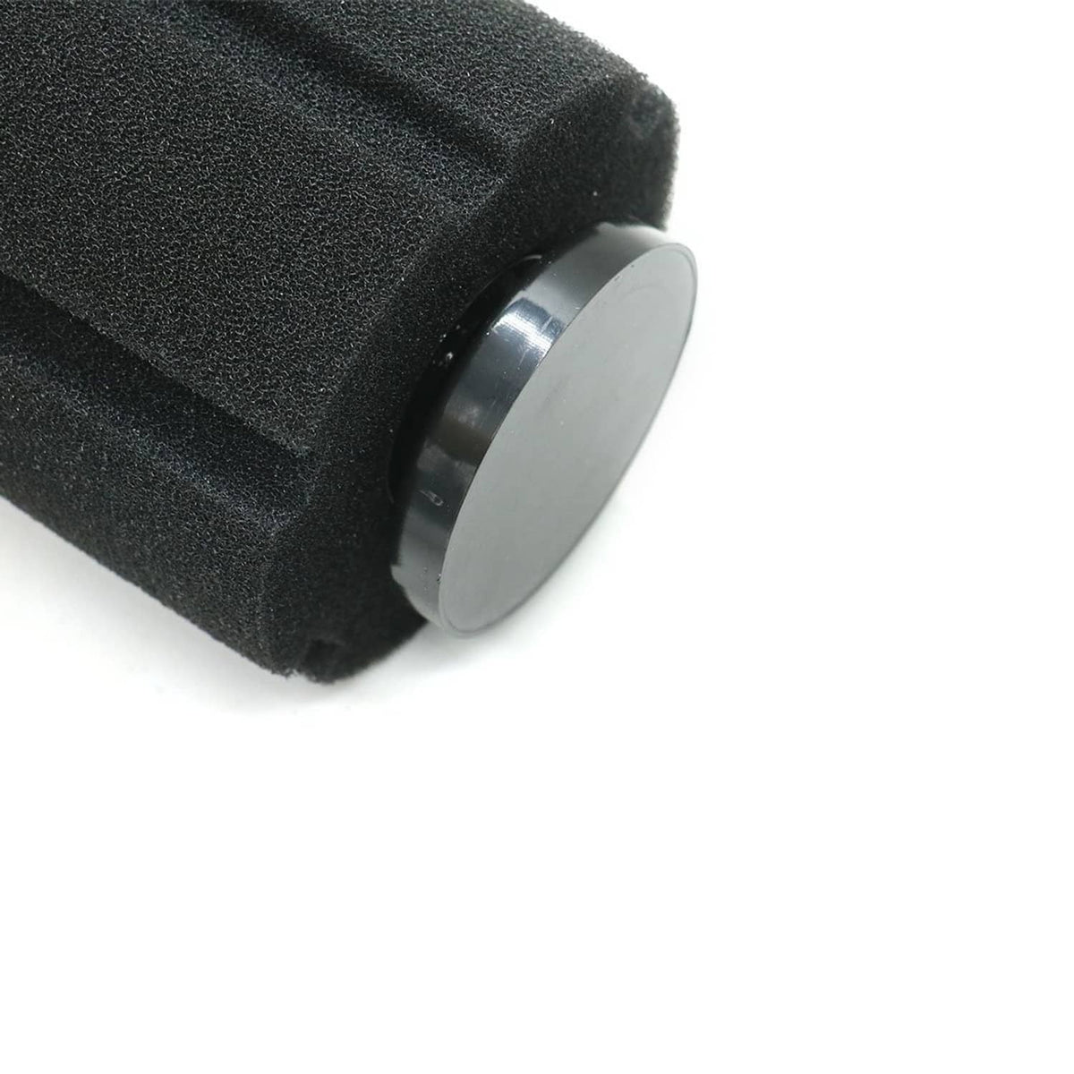 Black sponge filter cartridge with round cap and tubing connection port