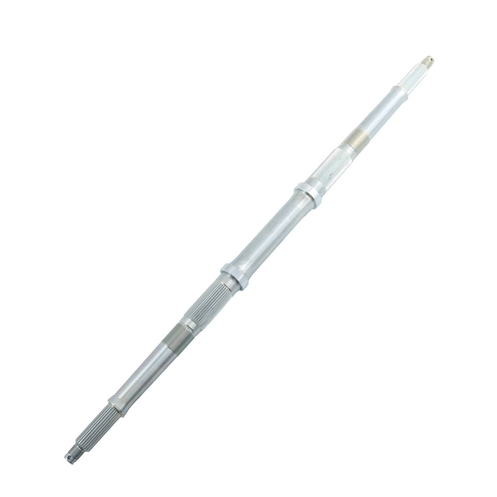 Rear axle shaft with machined metal sections and splined end