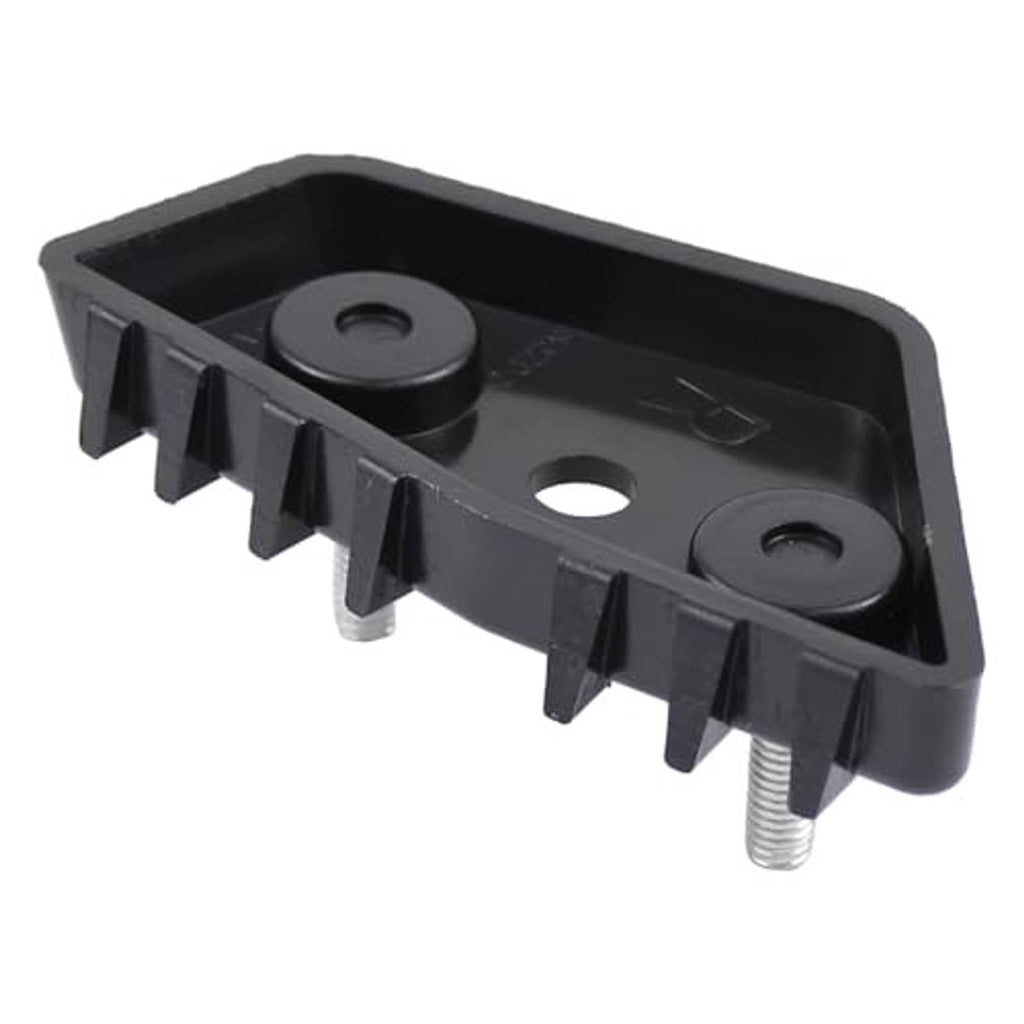 Front bumper support bracket, black plastic with two top round pads and one threaded bolt