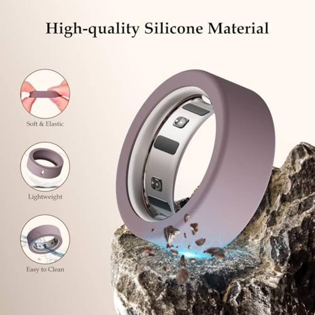 Silicone Oura ring cover made for easy cleaning, shown with water splashes