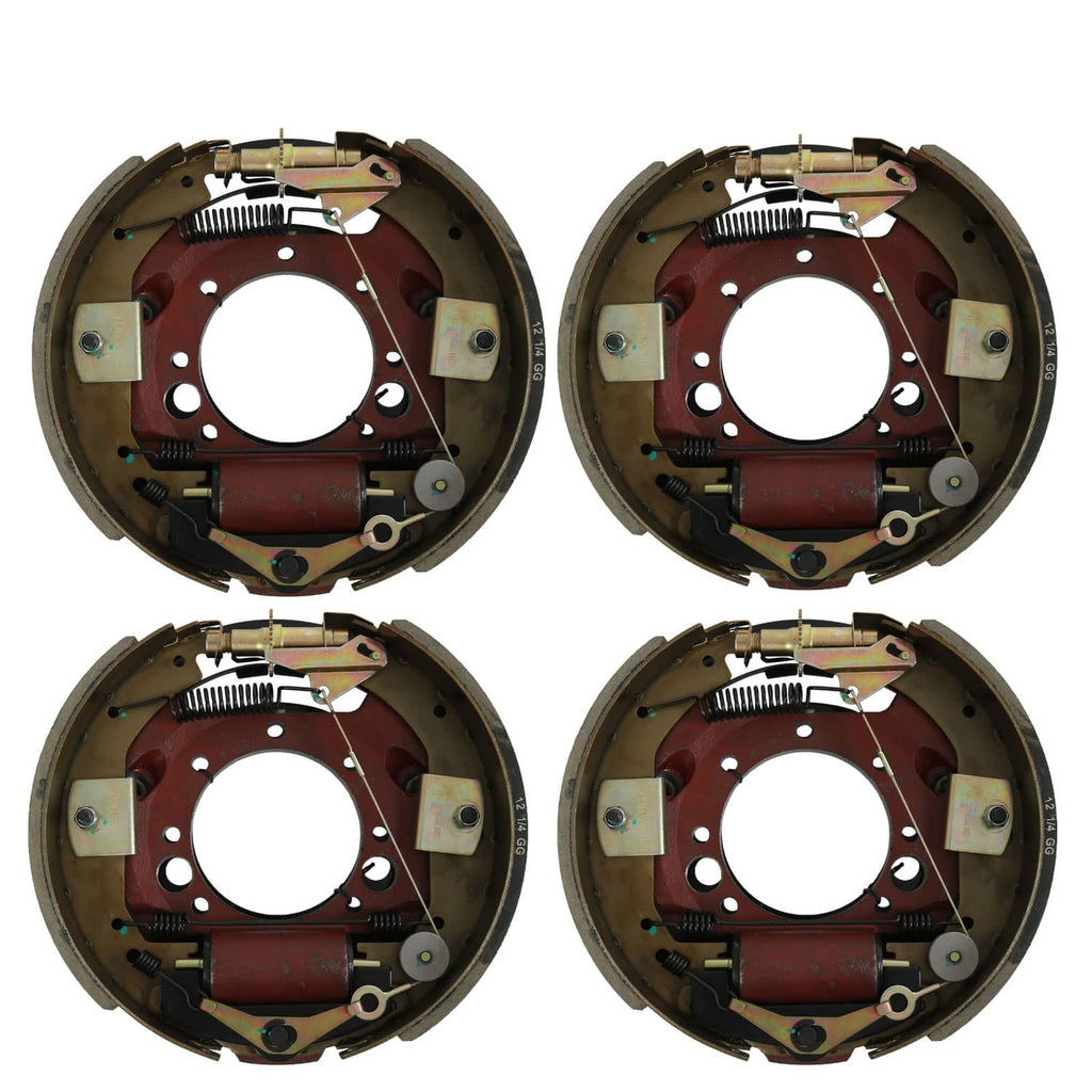 Hydraulic trailer brake drum assembly, four-piece set with rust-colored backing plate