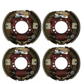 Hydraulic trailer brake drum assembly, four-piece set with rust-colored backing plate
