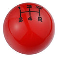 Red 5-speed gear shift knob with numbered shift pattern (1-5, R) top view