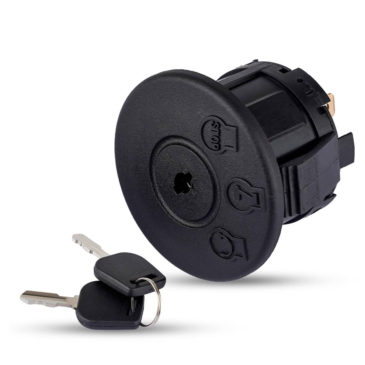 BlueStars 5-terminal ignition switch with two metal keys, black round housing
