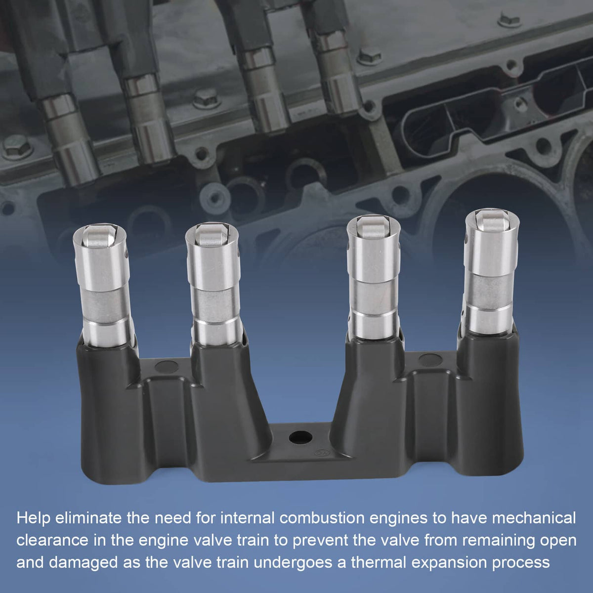 Hydraulic roller lifters installed on black guide tray within engine cylinder area