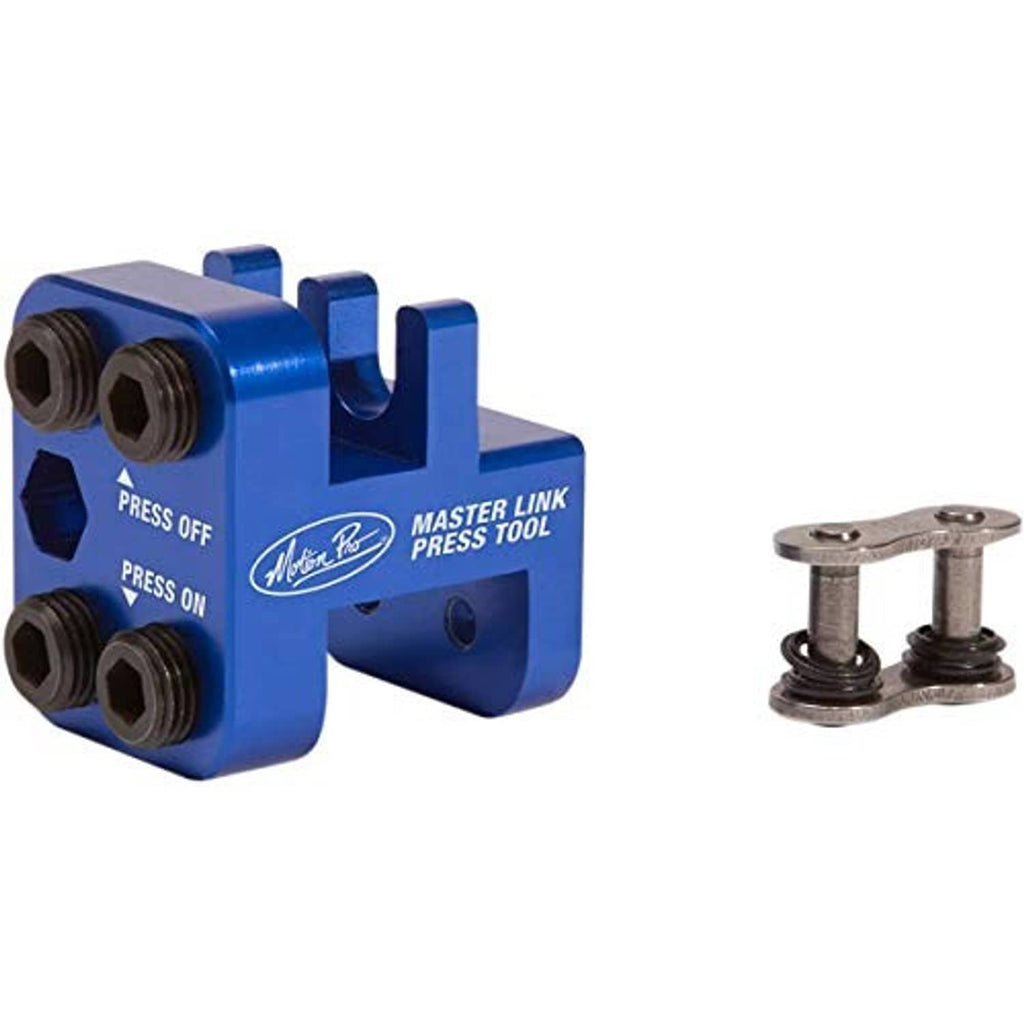 Blue master link press tool and two die pin assemblies