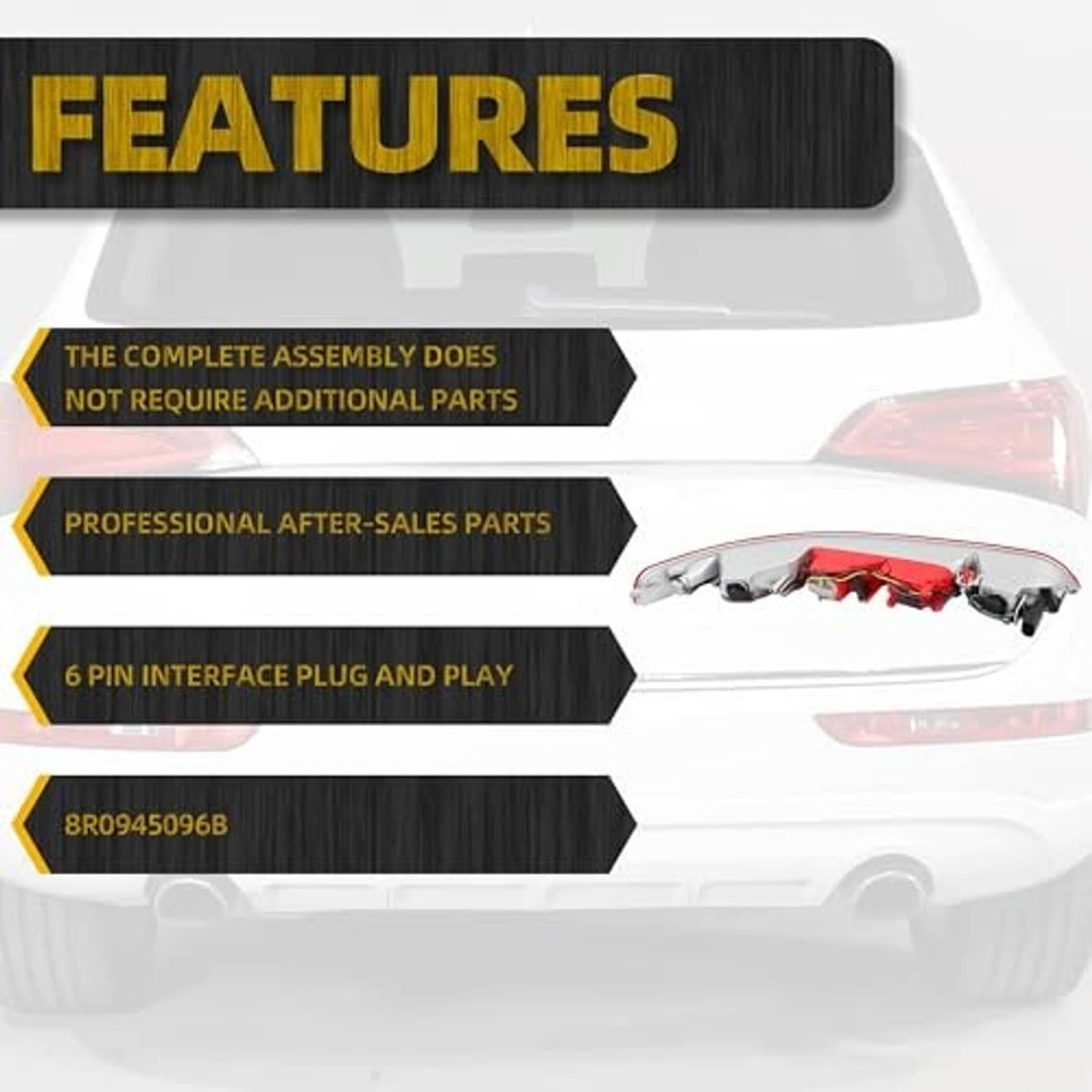 Long red rear bumper tail light bar with rectangular light segments
