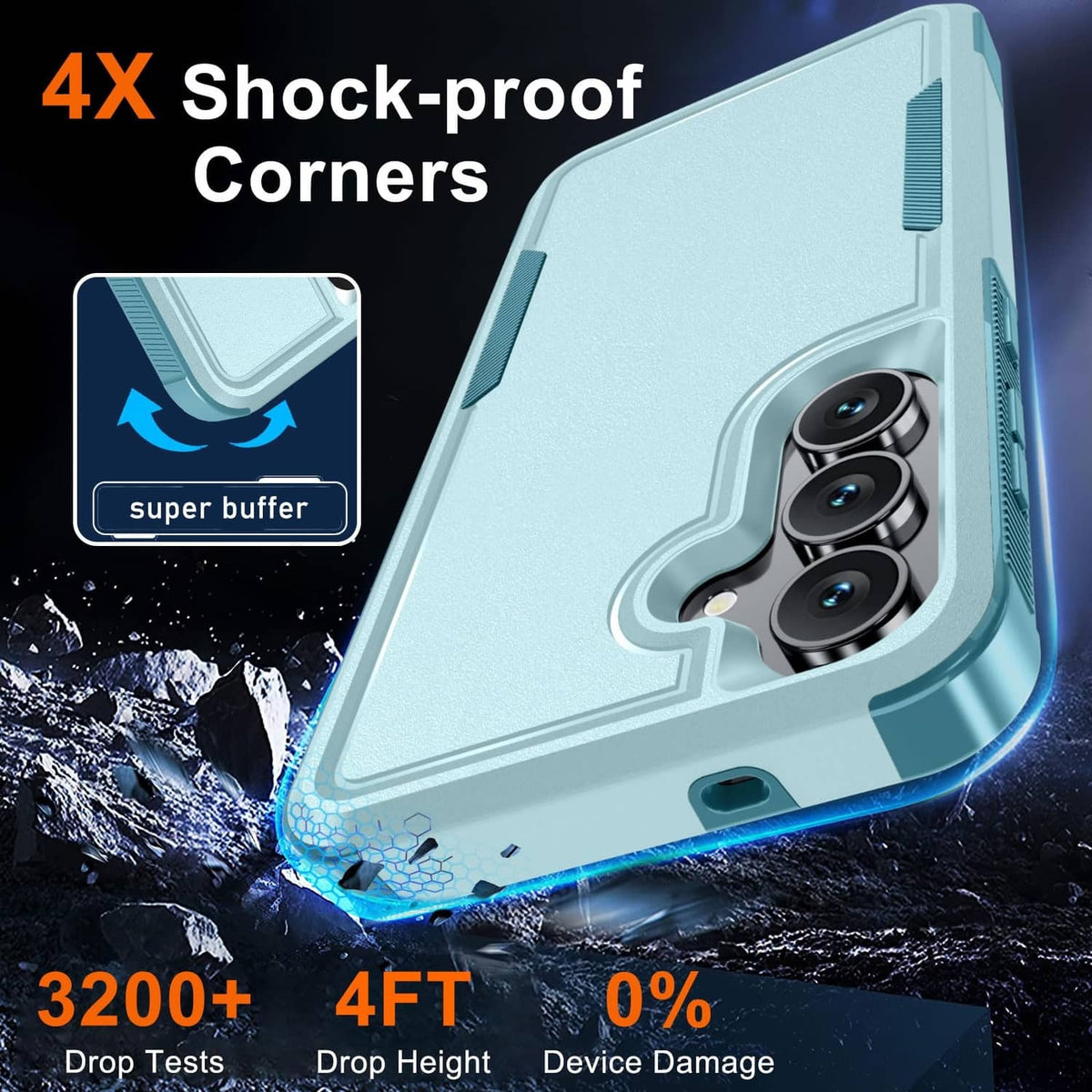 Mint green shockproof Galaxy S25 FE case with screen protector and corner protection