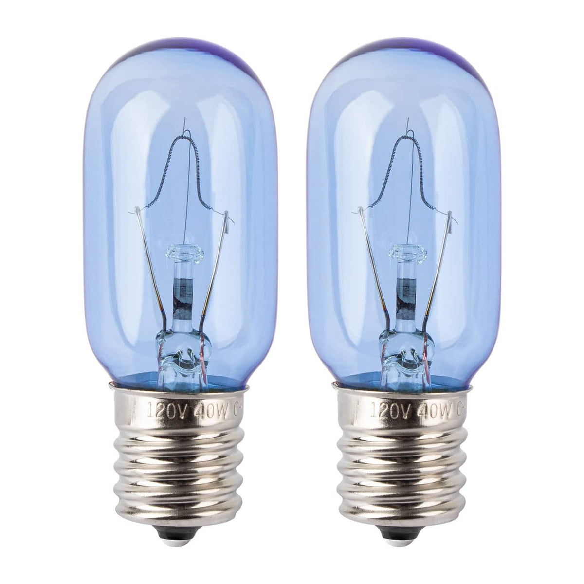 Refrigerator light bulb replacement, two blue glass E17 bulbs, 120V 40W