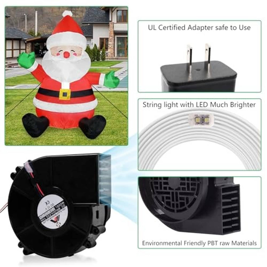 Mini air blower with power adapter and clear LED light strip for inflatable accessories