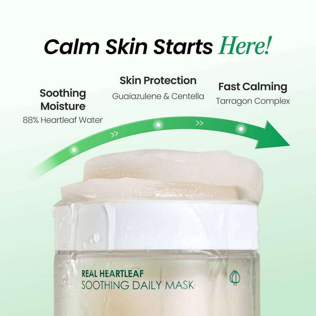 Skincare jar with stack of soft heart-shaped pads for calming skin care