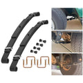 Rear leaf spring set of 2, black steel with mounting hardware and U-bolts