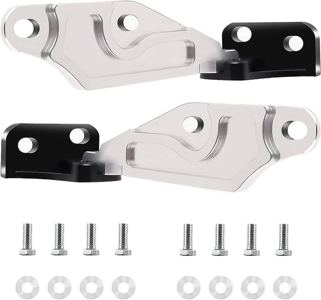 Hood quick release hinge latch set, silver arms with black blocks plus screws and washers