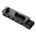 Power seat control switch with black panel and rocker knob buttons, mounting plug connector