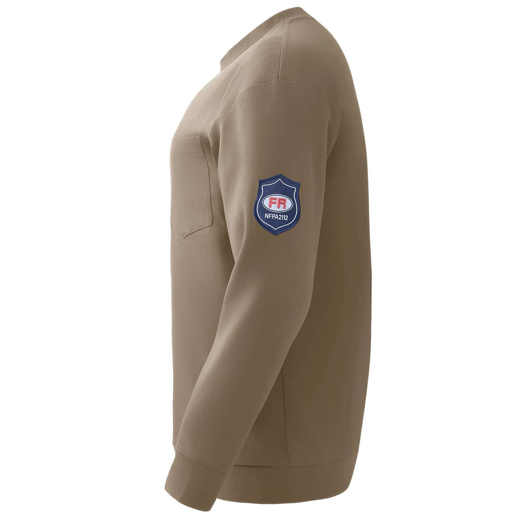 Men's flame-resistant long-sleeve work shirt with FR NFPA patch, side view