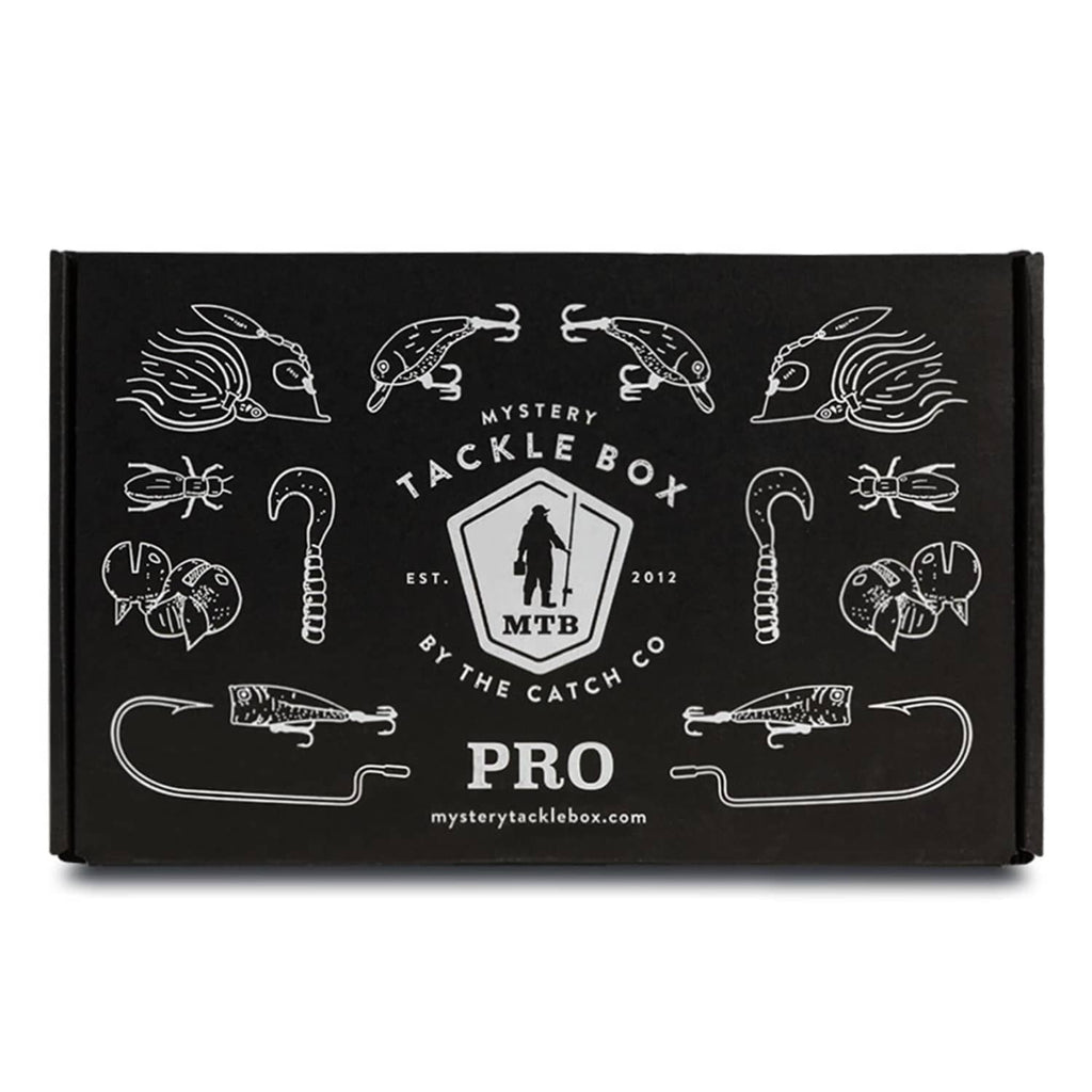 Mystery Tackle Box Pro kit black box with white “PRO” and lure icons